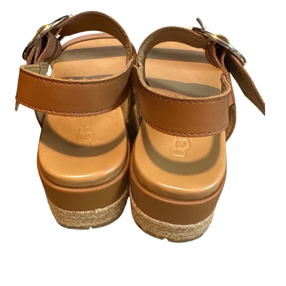 UGG W April Platform Espadrille Leather Sandals Tan Women's Size 8 Coastal - Picture 3 of 6